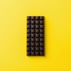 Obraz premium Dark Chocolate Bar on Bright Yellow Background with Texture
