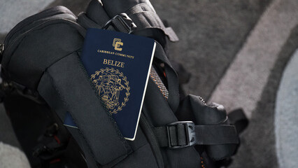 Belize Passport on a Black Suitcase Travel Bag - Belizean