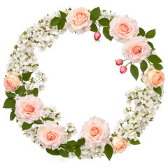 floral round frame of leaf's and greenery in vivid colors on a clean PNG, wedding themed elegance ,watercolor round floral frame