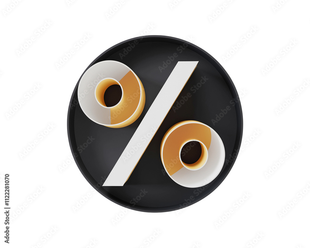 Poster modern and creative percentage symbol design on a circular background with contrasting colors and sh