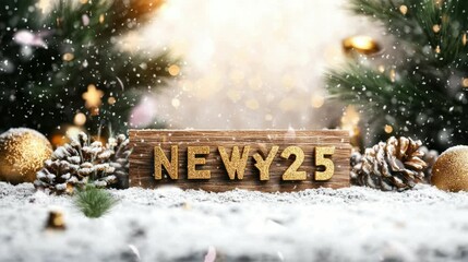 in the beautiful winter season the perfect time to welcome the new year 2025. seamless looping time-lapse virtual 4k video Animation Background. - Powered by Adobe