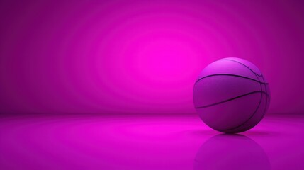 Fototapeta premium Bright Pink Basketball on Glossy Surface with Smooth Gradient Background