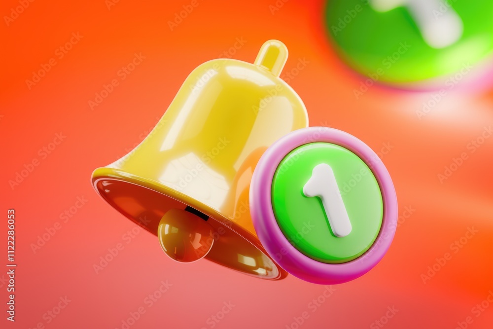 Poster a yellow bell with a green button showing one notification.