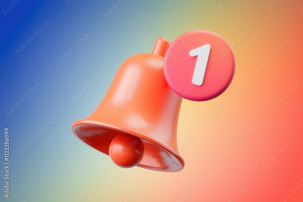 Poster A 3D render of an orange bell with a red notification badge showing one new notification.
