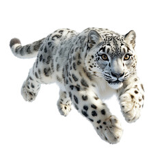 Obraz premium Majestic Snow Leopard in Full Motion Captured in a Lush Natural Environment