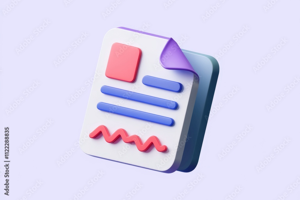 Poster a 3d rendered illustration of a document icon, showcasing a colorful and modern design.