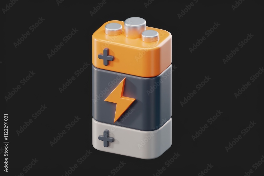 Poster A 3D render of a battery icon, showing power and energy concept.
