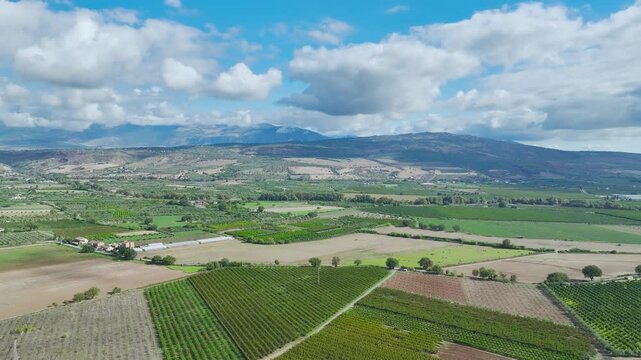 View from a drone over Road E45, Saracena, Cosenza, Calabria, Italy, Europe