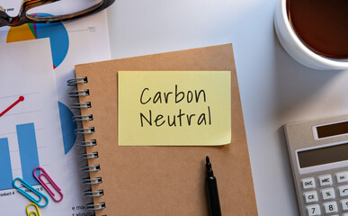 There is sticky note with the word Carbon Neutral. It is as an eye-catching image.