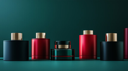 Fototapeta premium ボトル容器が並ぶ背景素材 秋冬カラー