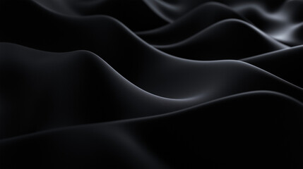 Obraz premium Smooth black satin fabric with elegant folds and texture