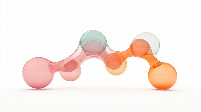 Futuristic 3D Dipropylene Glycol Molecular Icon with Transparent Spheres and Soft Shadows
