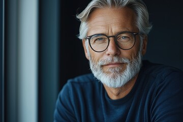 Obraz premium Elderly amateur photographer reviews digital creations in modern home office with dual screens and cloud storage features