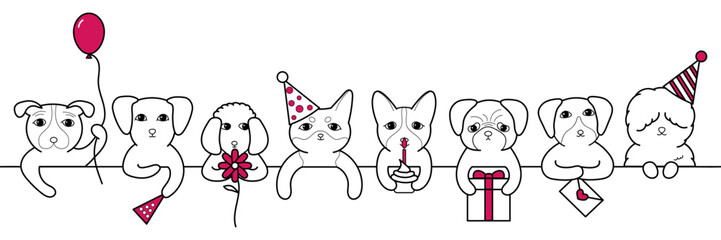 Cute dogs celebration banner for birthday and christmas