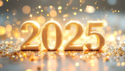 2025 New Year Greeting with Glittery Sparkle and Festive Shimmering Effects
