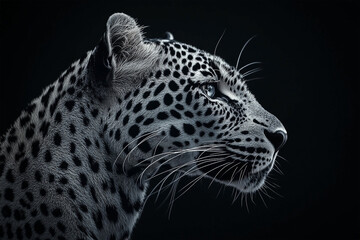 Obraz premium Leopard Silhouette in Low Light on Black Background