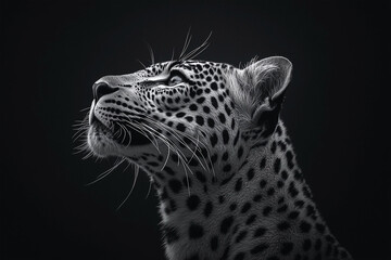Obraz premium Wildlife Silhouette of Leopard in Low Light on Dark Background