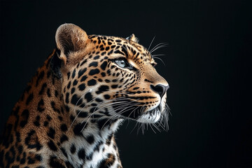 Fototapeta premium Wildlife Silhouette of Leopard in Low Light on Dark Background