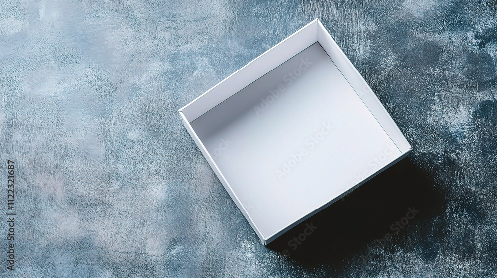 Aufkleber empty white box on table with open top view from above