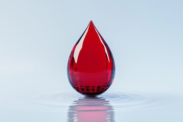 Fototapeta premium A simple design of a water droplet with a blood sugar test strip, symbolizing diabetes awareness