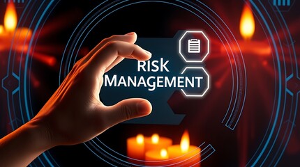 Obraz premium Risk Management Strategy Plan Finance. Businessman touching on screen to Risk Manage and Assessment of business and enterprise. Assessment for Investment Concept