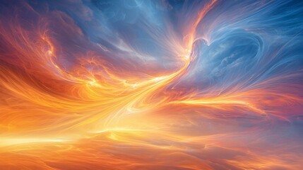 Obraz premium Abstract fiery and icy swirls in a celestial landscape. A mesmerizing blend of warm and cool tones creating a dynamic, ethereal scene. Image name Celestial Swirls.