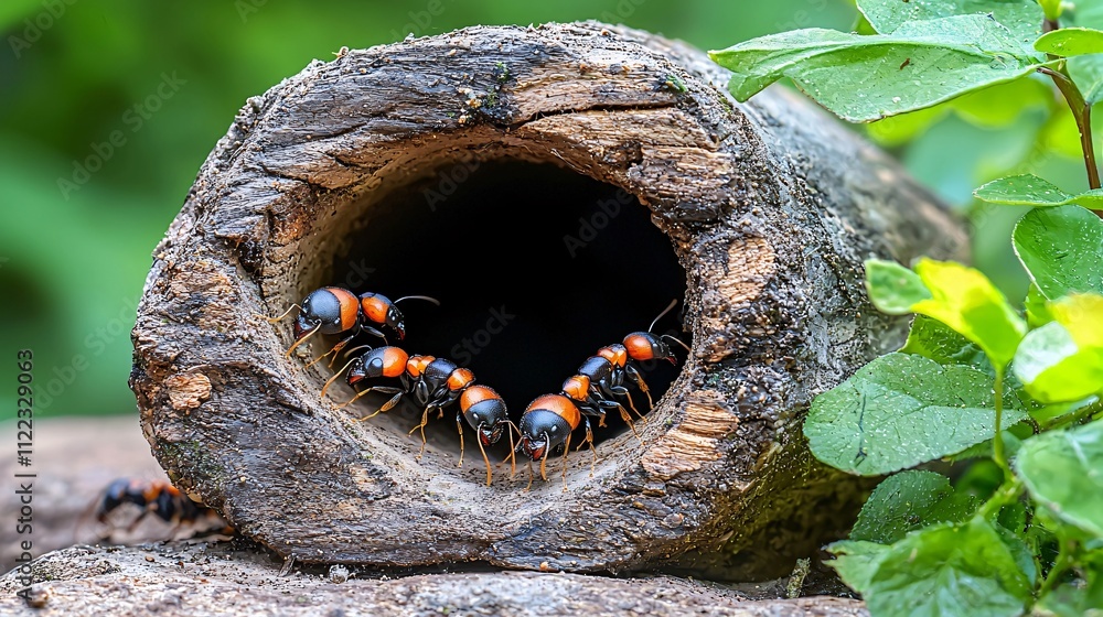 Aufkleber a detailed image of an ant farm tunnel showcasing the intricate teamwork of its inhabitants stock ph