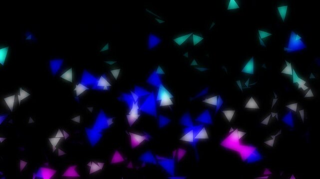 Particles, 4K, black background, glow, gradient, purple, white, blue, pink, light, fantasy, animation, background, particles, material, graphic, nature, magic, triangle, effect, soft, aura, cyber, neo