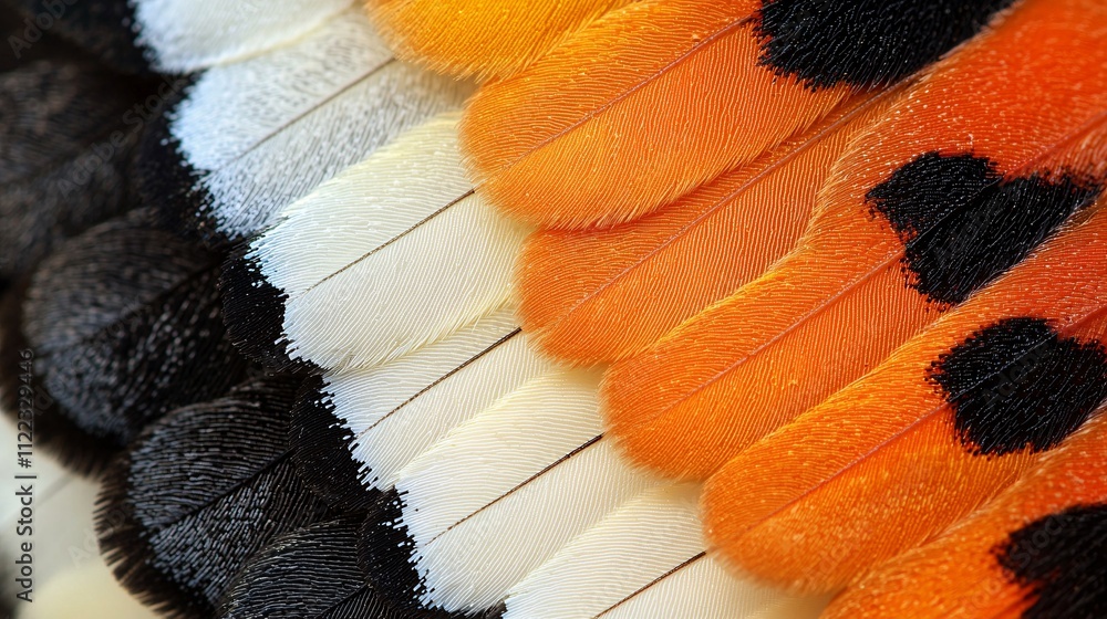 Aufkleber A textured view of a moths wing patterns showing the unique layers of scales Stock Photo with side copy space