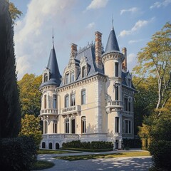 Fototapeta premium Grand Chateau in Autumn Sunlight 