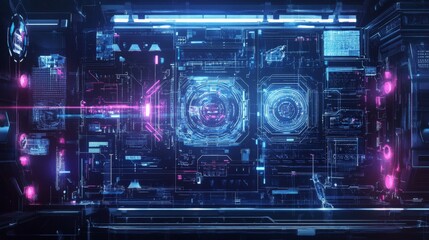 Fototapeta premium Futuristic City Blueprint Design in AR Style