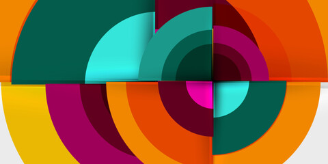 Obraz premium Circle and semi circle geometric background. Vector Illustration For Wallpaper, Banner, Background, Card, Book Illustration, landing page