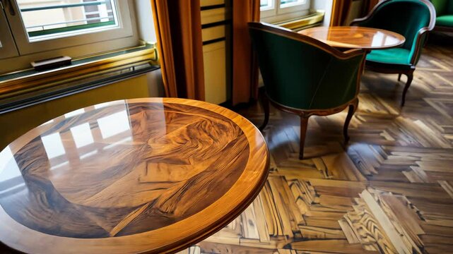 Elegant Interior: A Close-Up of an Ornate Wooden Table