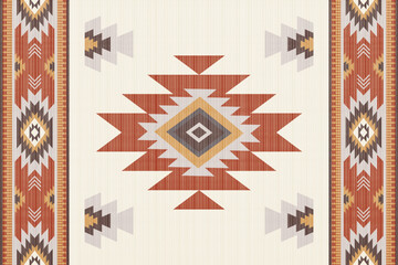 Navajo Native America South Western inspired area rugs ethnic decor style. tribal vector seamless pattern. Indian ornament Boho geometric ornament.folk.orientel. Window .blanket, rug. Woven carpet