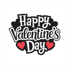 Obraz premium Happy Valentine's Day Silhouette Vector Typography Isolated.