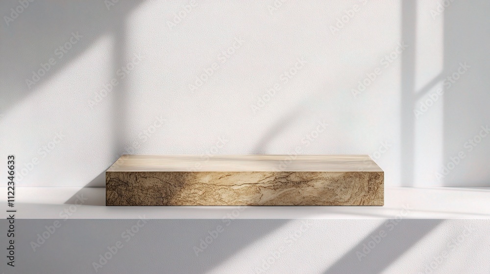 Poster abstract wood table top on gray background with soft shadows