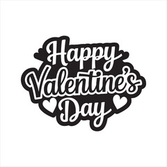 Fototapeta premium Happy Valentine's Day Silhouette Vector Typography Isolated.