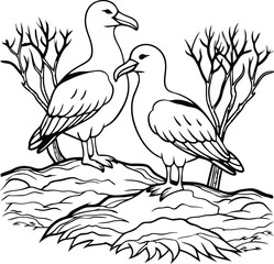 albatrosses-sitting-on-a-dry-tree