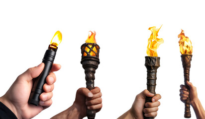 Photorealistic Hand Holding a Torch Isolated on White Background