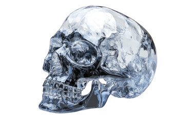 Transparent Skull with Reflection on Clear Background