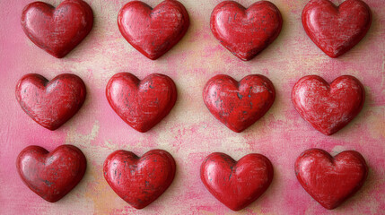Fototapeta premium Red, white and pink hearts