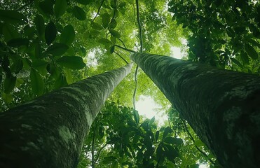 Fototapeta premium Majestic Trees Canopy Lush Green Forest