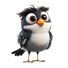 Naklejka premium Adorable Cartoon Bird Character in 3D Rendered Style