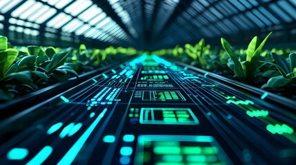 Obraz premium smart greenhouse tech: futuristic farming - sustainable agriculture