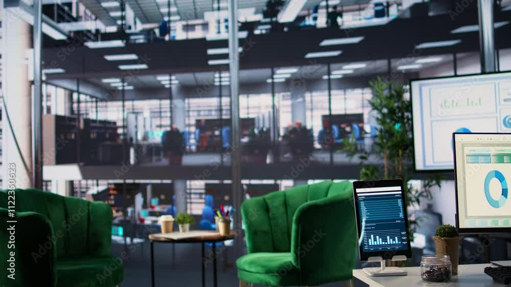 Poster luxurious boardroom space within a multinational company used for meetings, office used to help make