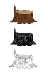 Tree stump Vector illustration Illegal Logging Symbol