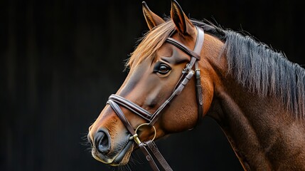 Obraz premium Elegant Horse Head Portrait on Dark Background