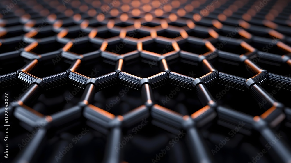 Poster abstract hexagon grid, dark tech background - dark backgrounds