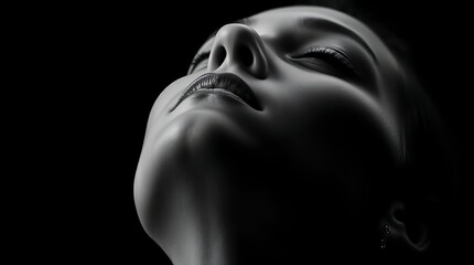 Obraz premium human face illuminated by digital light points in a minimalist, cosmic-inspired design