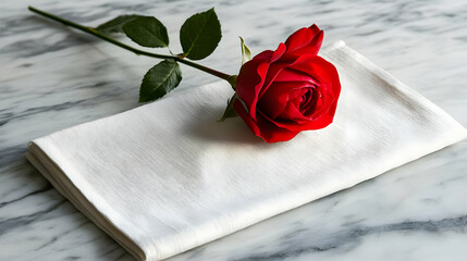 Red Rose on White Linen